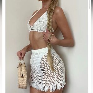 White Fox Boutique White Private Island Crochet Set size XS/S